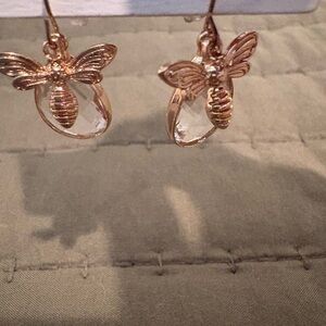 Gold Bee Drop Earrings